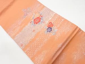 リサイクル　横段に花々模様織出し名古屋帯